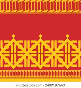 "Elegancia islámica: Audaz caligrafía dorada y líneas depuradas, fusionando el arte árabe con el diseño moderno. Perfecto para saludos, afiches y patrones sin soldadura en colores Pastel y Negrita