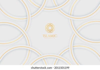 Islamic Elegant White and Golden Luxury Background with Decorative islamic pattern for eid mubarak celebration or greeting card