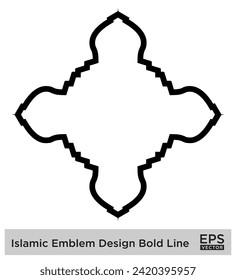 Islamisches Emblem Design Fett Linie Schwarze Schlagzeilen Silhouetten Design Piktogramm visuelle Illustration