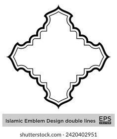 Emblema islámico Diseño doble líneas Silhouettes de Black Stroke Diseño símbolo pictograma ilustración visual