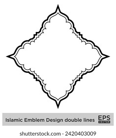 Islamisches Emblem Design Doppellinien Schwarze Stroke Silhouetten Design Piktogramm visuelle Illustration