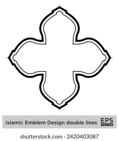 Emblema islámico Diseño doble líneas Silhouettes de Black Stroke Diseño símbolo pictograma ilustración visual