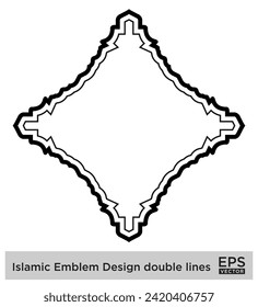 Emblema islámico Diseño doble líneas Silhouettes de Black Stroke Diseño símbolo pictograma ilustración visual