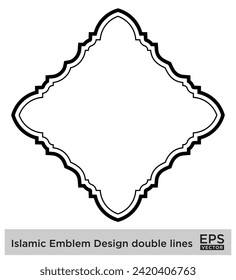 Islamic Emblem Design double lines Black Stroke silhouettes Design pictogram symbol visual illustration