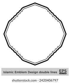 Islamic Emblem Design double lines Black Stroke silhouettes Design pictogram symbol visual illustration