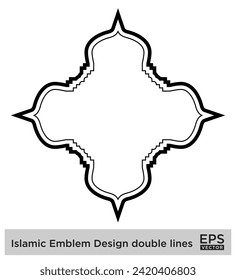 Islamisches Emblem Design Doppellinien Schwarze Stroke Silhouetten Design Piktogramm visuelle Illustration