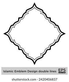 Emblema islámico Diseño doble líneas Silhouettes de Black Stroke Diseño símbolo pictograma ilustración visual