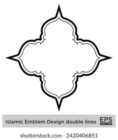 Emblema islámico Diseño doble líneas Silhouettes de Black Stroke Diseño símbolo pictograma ilustración visual