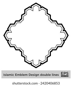 Islamisches Emblem Design Doppellinien Schwarze Stroke Silhouetten Design Piktogramm visuelle Illustration