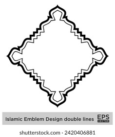 Islamic Emblem Design double lines Black Stroke silhouettes Design pictogram symbol visual illustration