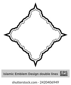 Emblema islámico Diseño doble líneas Silhouettes de Black Stroke Diseño símbolo pictograma ilustración visual