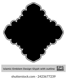 Islamic Emblem Design Glyph with outline Black Filled silhouettes Design pictogram symbol visual illustration