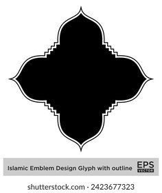 Islamic Emblem Design Glyph with outline Black Filled silhouettes Design pictogram symbol visual illustration