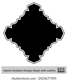 Islamic Emblem Design Glyph with outline Black Filled silhouettes Design pictogram symbol visual illustration