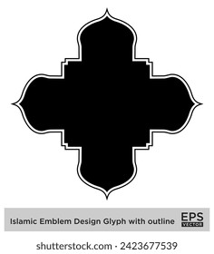 Islamic Emblem Design Glyph with outline Black Filled silhouettes Design pictogram symbol visual illustration