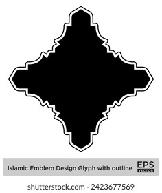 Islamic Emblem Design Glyph with outline Black Filled silhouettes Design pictogram symbol visual illustration