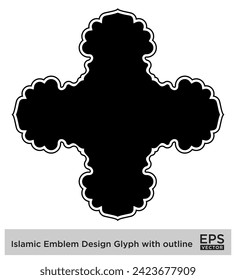 Islamic Emblem Design Glyph with outline Black Filled silhouettes Design pictogram symbol visual illustration