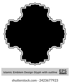 Islamic Emblem Design Glyph with outline Black Filled silhouettes Design pictogram symbol visual illustration