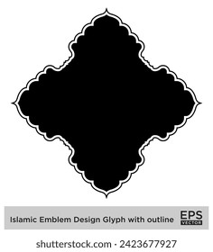 Islamic Emblem Design Glyph with outline Black Filled silhouettes Design pictogram symbol visual illustration