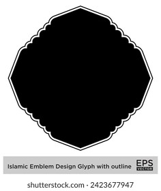 Islamic Emblem Design Glyph with outline Black Filled silhouettes Design pictogram symbol visual illustration