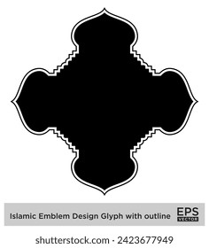 Islamic Emblem Design Glyph with outline Black Filled silhouettes Design pictogram symbol visual illustration