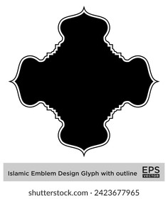 Islamic Emblem Design Glyph with outline Black Filled silhouettes Design pictogram symbol visual illustration