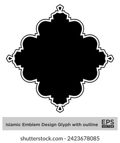 Islamic Emblem Design Glyph with outline Black Filled silhouettes Design pictogram symbol visual illustration