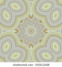 Islamic ethnic geometric vector seamless motif. Batik print design. Abstract spanish pattern. Wall print design. Flower and leaves composition.