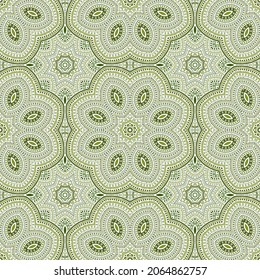 Islamic ethnic geometric vector seamless pattern. Textile patchwork design. Classic oriental ornament. Ceramic print design. Circles and lines composition.