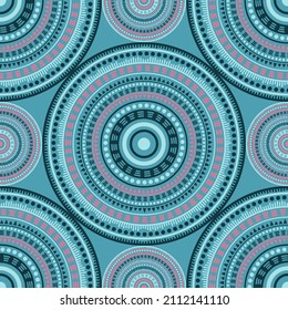 Islamische ethnische Motive nahtlos. Circle medallion mandala abstrakte Fliesen. Textile Druckvorlage. Mode oder Interieur-Muster. Trendy, rund und nahtlos verzierte Ornamente. Henna mandala Design.