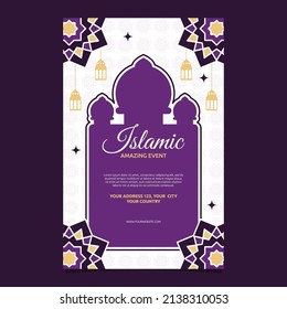 Einladungs-Karte für islamische Ereignisse, Hintergrund für einfaches Flachdesign