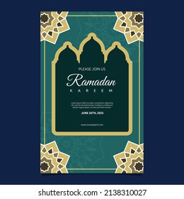 Islamic Event Ramadan Kareem Card Frame Background Simple Flat Design