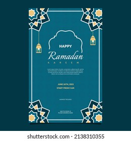 Islamic Event Ramadan Kareem Card Frame Background Simple Flat Design