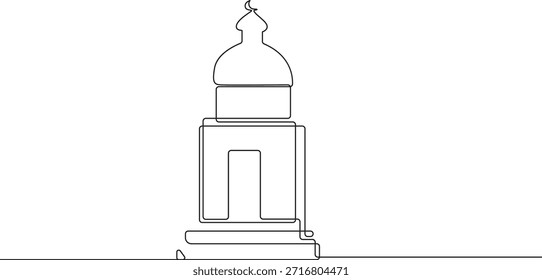 Evento islámico Ramadán Kareem una línea dibujando Ilustración vectorial continua dibujada a mano