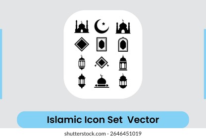 Fé Islâmica e Cultura Glyph Icon Set