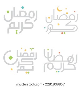 Islamic Fasting Month: Ramadan Kareem Vector Illustration in Arabic Calligraphy.