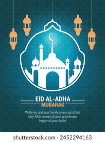 Islamic festival eid al-adha mubarak celebration vector illustration of religious muslim festival