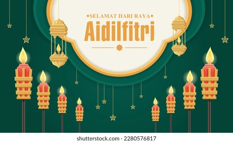 Islamic festival poster background design with lantern for Hari Raya Aidilfitri, Ramadan Kareem , Hari Raya, Eid Mubarak, Eid al Adha.