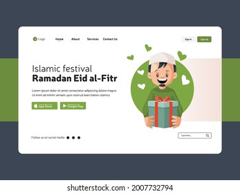 Islamic festival Ramadan eid al fitr Landing page. 