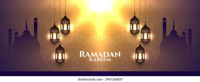 Islamic festival Ramadan Kareem greeting banner design vector