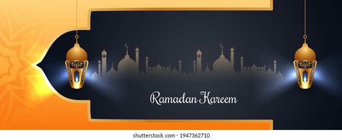 Islamic festival Ramadan Kareem greeting banner design vector