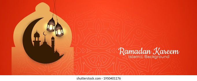 Islamic festival Ramadan Kareem greeting banner design vector