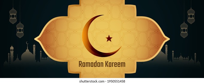 Islamic festival Ramadan Kareem greeting banner design vector