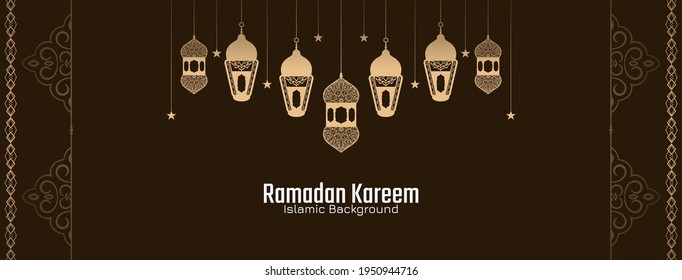 Islamic festival Ramadan Kareem greeting banner design vector