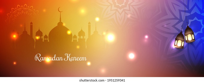 Islamic festival Ramadan Kareem greeting banner design vector