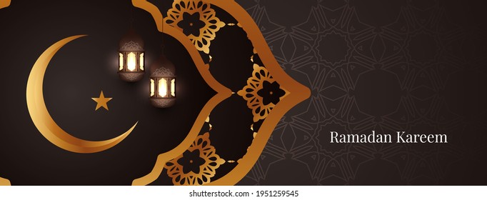 Islamic festival Ramadan Kareem greeting banner design vector