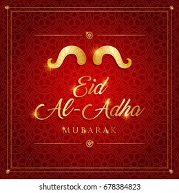 islamic festival of sacrifice, eid-al-adha mubarak greeting card vector illustration