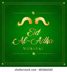 islamic festival of sacrifice, eid-al-adha mubarak greeting card vector illustration