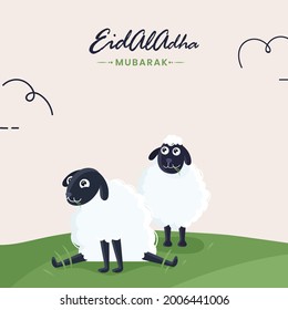 Islamic festival of sacrifice Eid-Ul-Adha Mubarak background with sheep. 