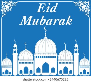 Islamic Festival. The script spells, "Eid Mubarak” = And say, “Happy Eid Greetings”.